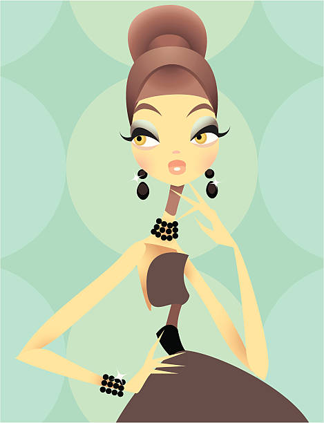 GlamourPuss (Aqua) A glamourous retro lady. woman beehive stock illustrations