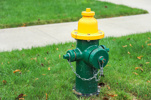 fire hydrant on a city street, a crucial icon of safety and preparedness, symbolizing firefighting readiness and urban protection