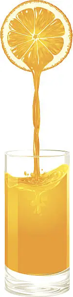 Vector illustration of Orange Juice Pouring into a Glas
