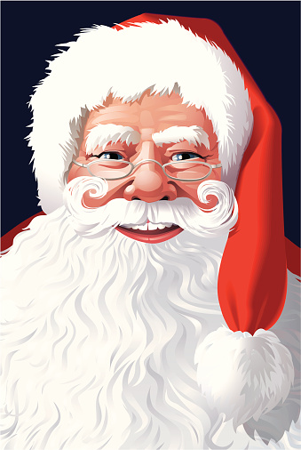 Vector illustration of the face of Santa Claus with copyspace in his beard. Glasses are on a separate layer and can be removed. The beard is clipped. Includes AI8-EPS. AI8, PDF and JPG (43cm high, 300 dpi)