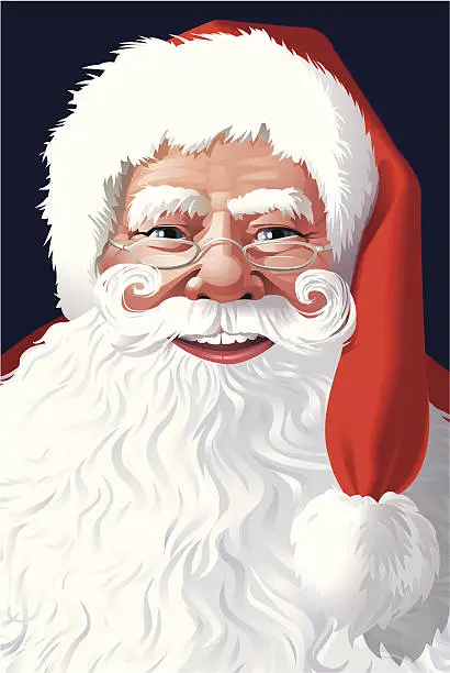 Vector illustration of Santa Claus Face with Santa-Hat and Beard