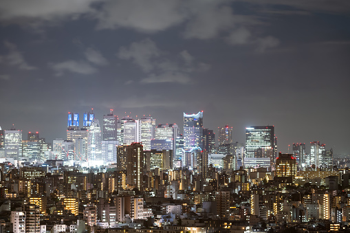 Urban view of Tokyo at night as seen from Bunkyo Ward, Tokyo
