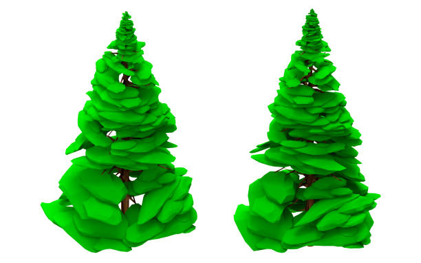 istock Isolated 3d render illustration of isometric lowpoly game spruce tree. 1610586580