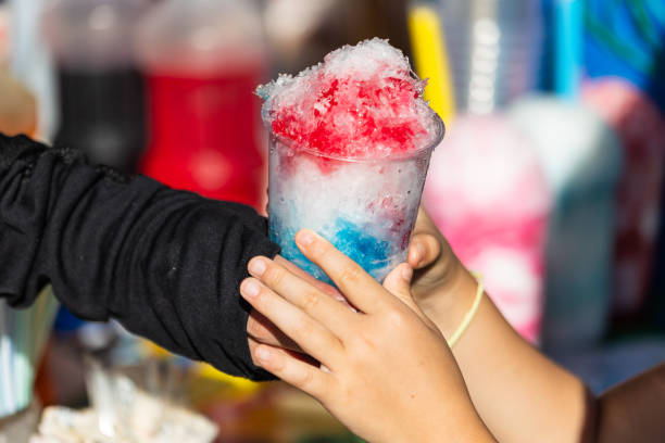 Kakigori (shave ice) at a hot summer Japanese festival stock photo