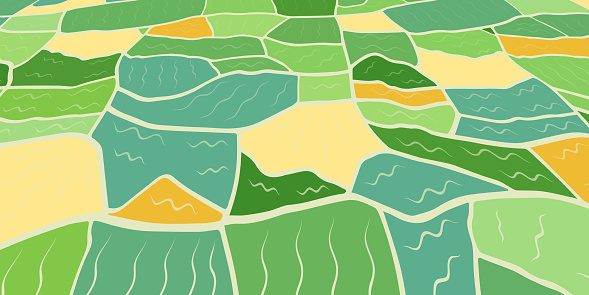 Farm Plate View Bird Eye Perspective View On Farm Field With Harvest In Flat Style ...