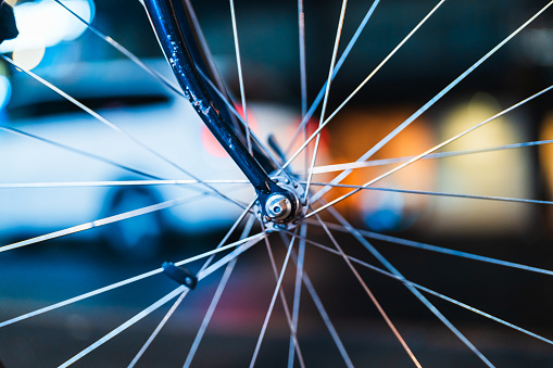 Close up detail of  tire of bicycle.