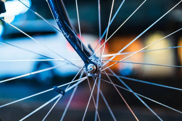 Photo of Detail of  tire of bicycle.