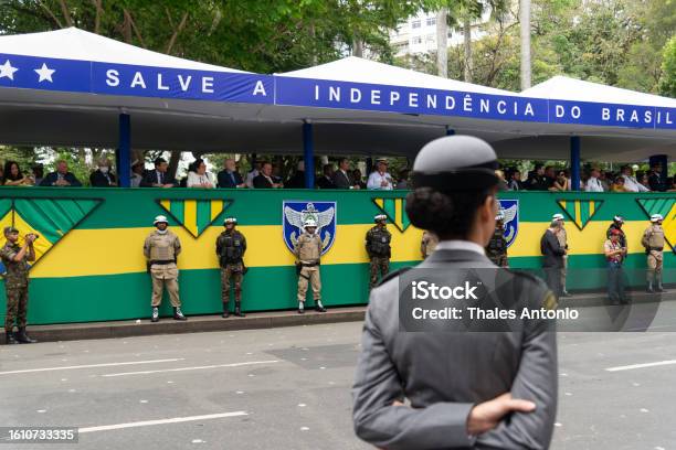 Government And Armed Forces Officials Attend The Brazilian Independence Day Parade In The City Of Salvador Stock Photo - Download Image Now