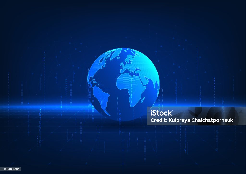 Technology Ruling World World Technology The World Is Placed On A Grid With Lines And Codes ...