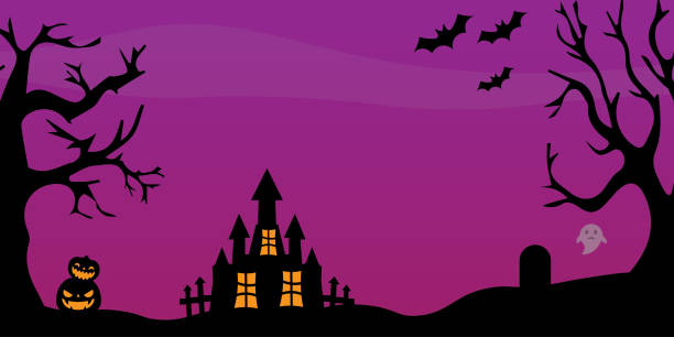 ilustraciones, imágenes clip art, dibujos animados e iconos de stock de diseño vectorial de fondo con tema de halloween - halloween