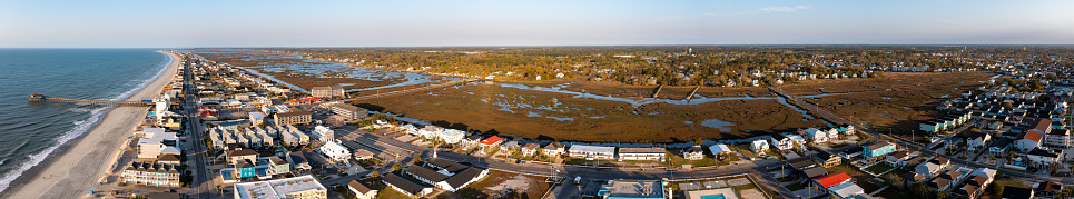 Garden City Beach and Marsh SC aerial panorama