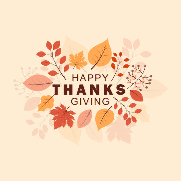 ilustrações de stock, clip art, desenhos animados e ícones de happy thanksgiving day typography vector design - thanksgiving dinner party turkey feast day