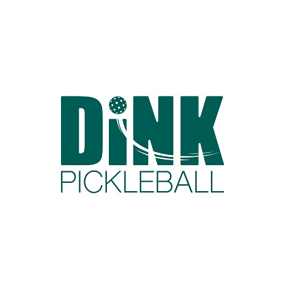 Pickleball dink text and ball movement isolated on white background