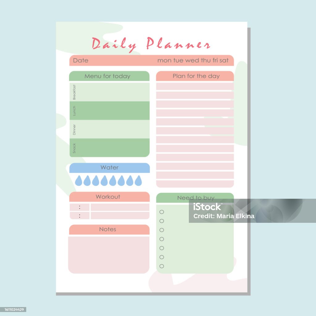 Daily Planner Visual Example Daily Planner Vector Illustration Stock Illustration - Download Image ...