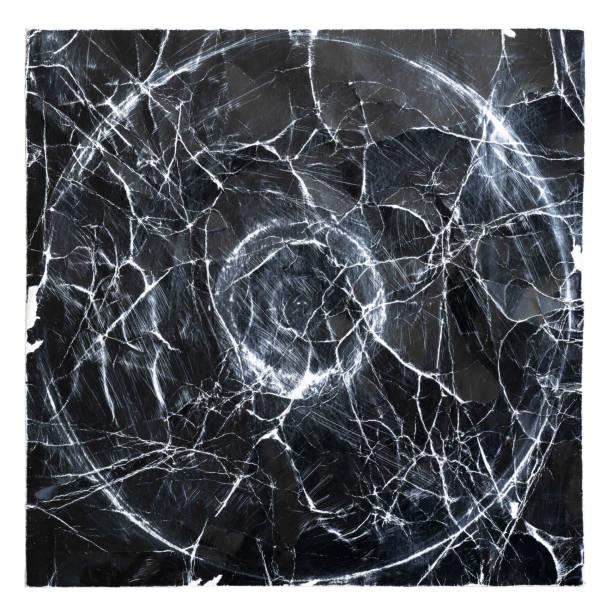 istock Damaged black vinyl record album cover 1611040366