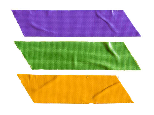 Purple, green and yellow cloth tape stock photo