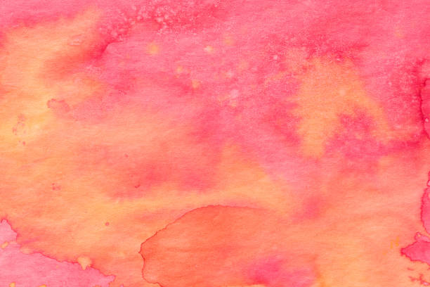 red and orange watercolor painted background on paper texture