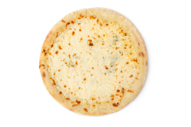 istock Cheese pizza on a white background. Top view. 1611093756