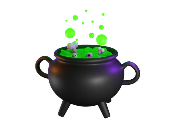 istock 3d render of cauldron with boiled magic green potion. Halloween celebration concept. Isolated element 1611175331