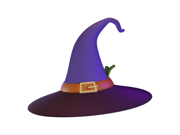 istock 3d render of purple witch hat with a belt. Halloween celebration concept. Isolated element 1611175862