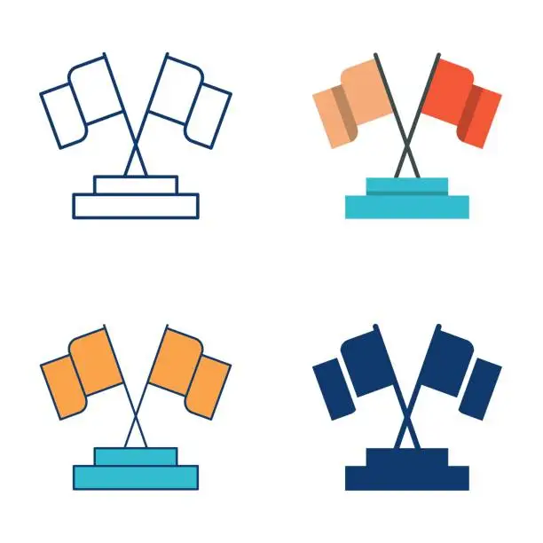 Vector illustration of Two flags on stand icon set