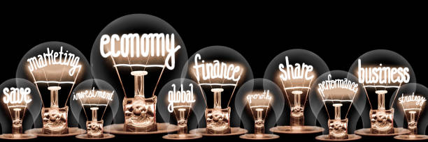 istock Light Bulbs with Economy Concept 1611254595