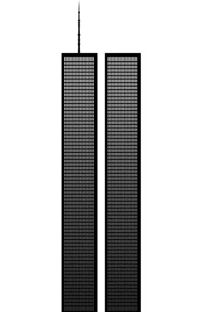 Vector illustration of Twin Towers Before 9-11, New York City