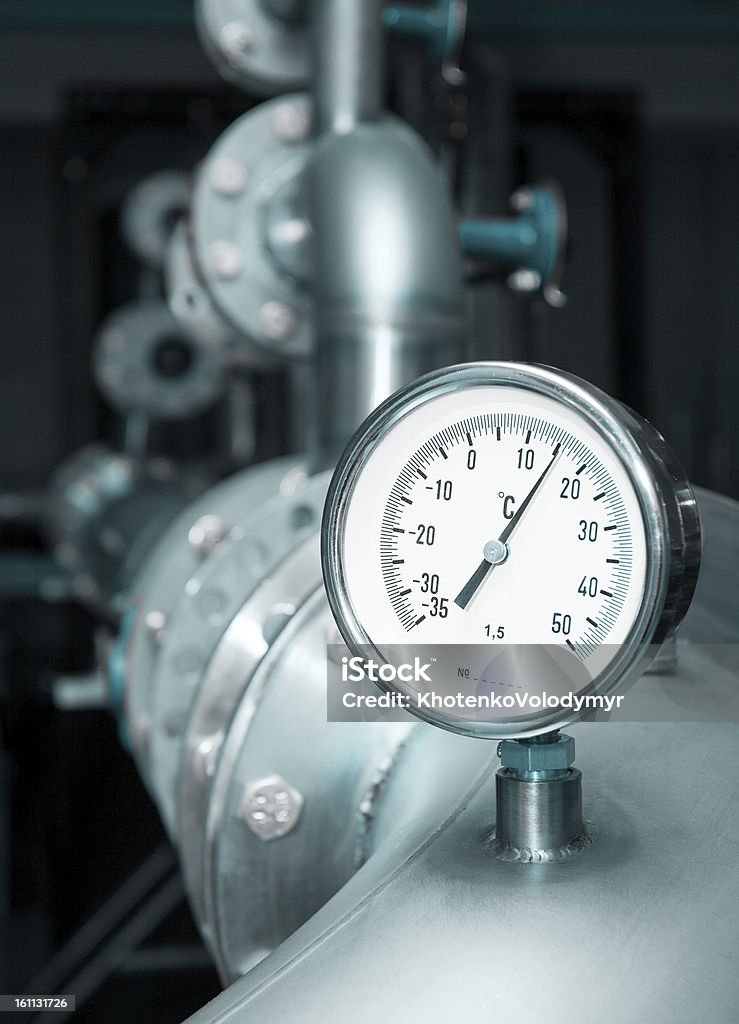 Misuratore di temperatura dell'acqua industriale - Foto stock royalty-free di Acqua