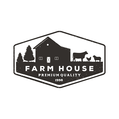 vintage cattle animal farm house logo icon and template illustration
