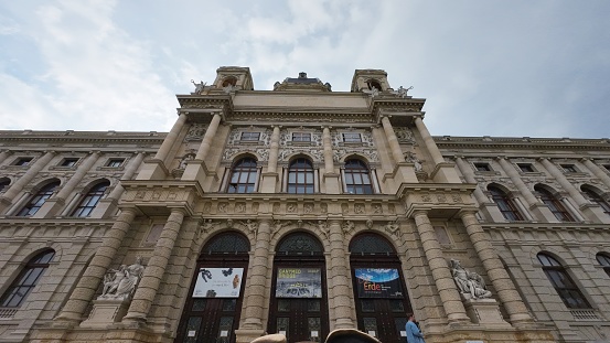 Vienna, Austria - June 7, 2023: Close up of architecture of Museum of Natural History Vienna, Austria