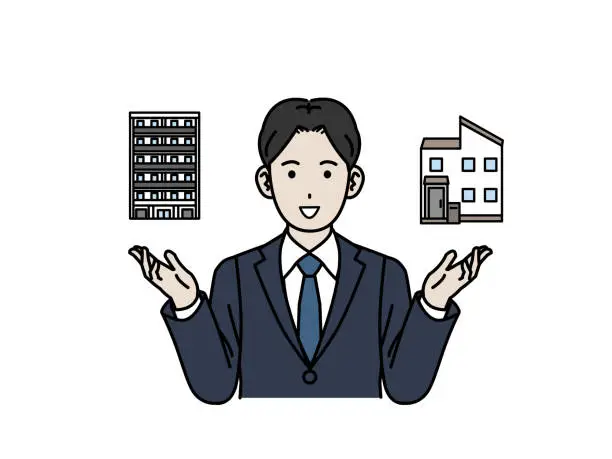 Vector illustration of Man who introduces real estate