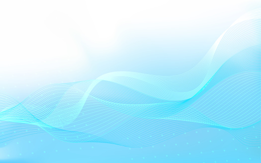 Modern blue liquid wave line particle technology abstract background