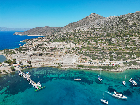 Aerial view of Knidos ancient city, located in Datca, Mugla, Turkiye.