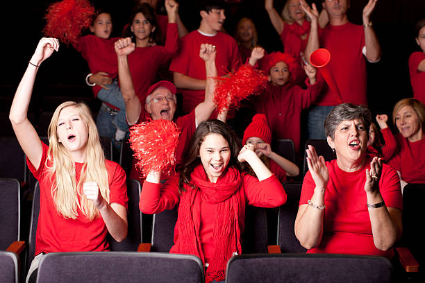 istock Sports Fans: Adults Children Excited Spectators Team Color Red 161144407