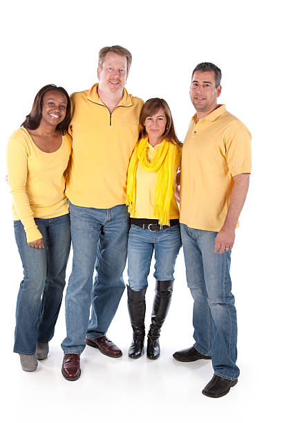 istock Sports Fans: Group Diverse Adults Together Team Yellow Full Length 161144449