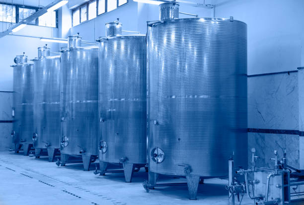 istock Olive oil storage tanks 1611451602