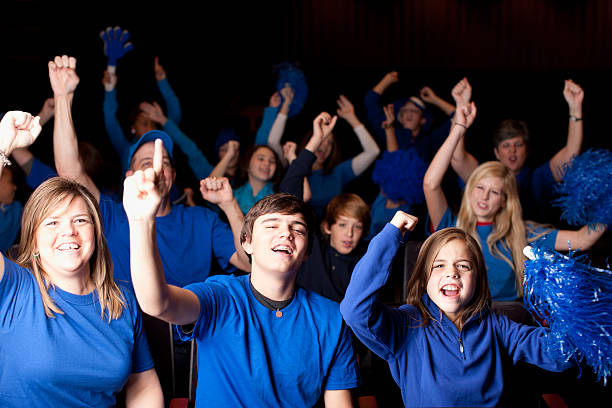 istock Sports Fans: Adults Children Spectators Enthusiastic Team Color Blue 161146815