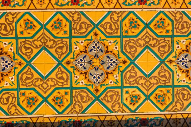 istock Colorful vintage surface with an old oriental pattern. The background is a texture that has a decorative value. For overlay or texture designs 1611488865