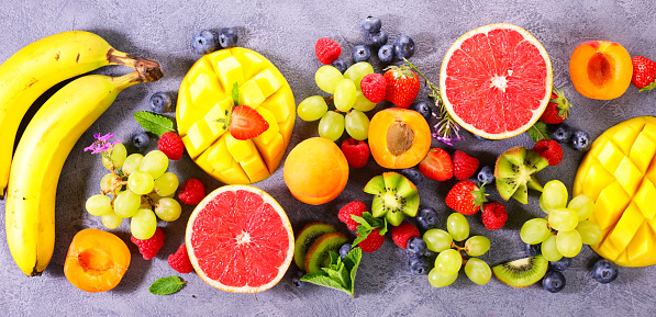 assortment of healthy summer fresh fruits