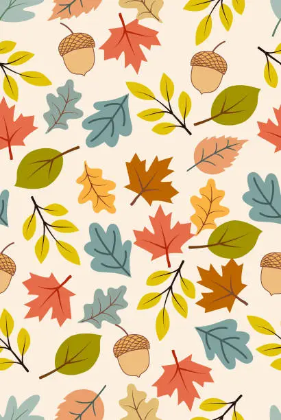 Vector illustration of Autumn leaf seamless pattern.