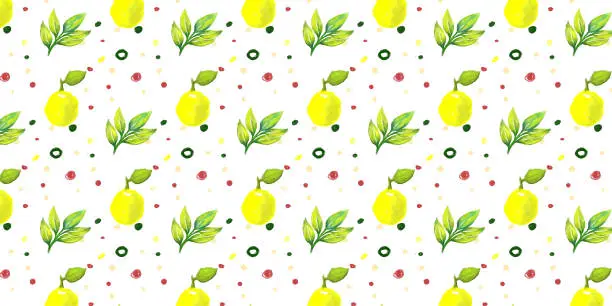 Vector illustration of A seamless lemon pattern on white background.