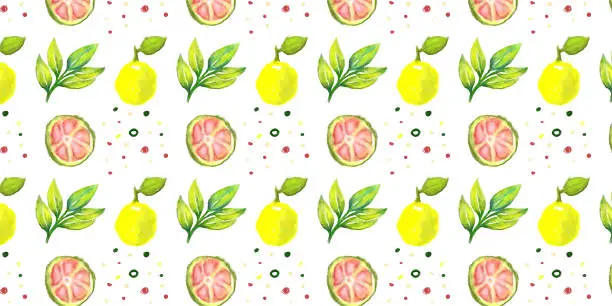 Vector illustration of A seamless lemon pattern on white background.