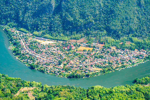 panoramic view of nong khiao coutryside town, laos