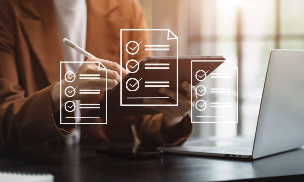 istock Online business contract Electronic signature, e-signing, digital document management, paperless office , working touch screen tablet. 1611533867