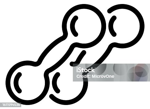 istock Dumbbells icon. Power lifting symbol. Exercise linear sign 1611594536