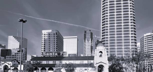 The historic depot is located in the Core district of Downtown San Diego and is still an active transportation center.  It is a union station built by the Atchison, Topeka and Santa Fe Railway to replace the small Victorian-style structure erected in 1887 for the California Southern Railroad Company. The photo was taken at W Broadway San Diego, CA 92101, USA on April 22, 2023.