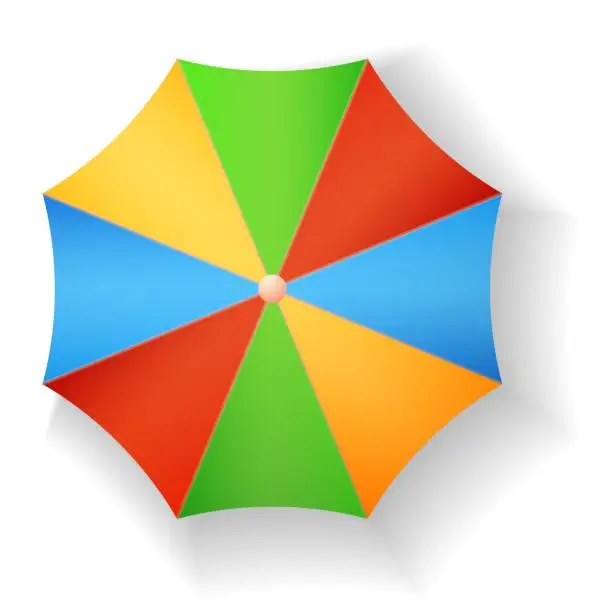 Vector illustration of Color umbrella top view. Summer beach shade
