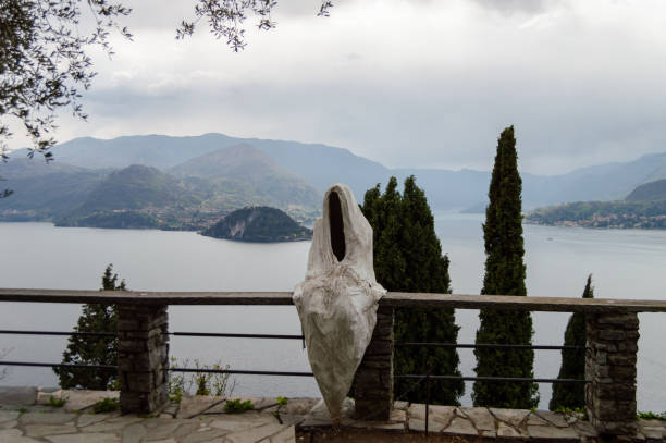 Como, Italy - March 25, 2023: Ghost Statue at Castle Vezio