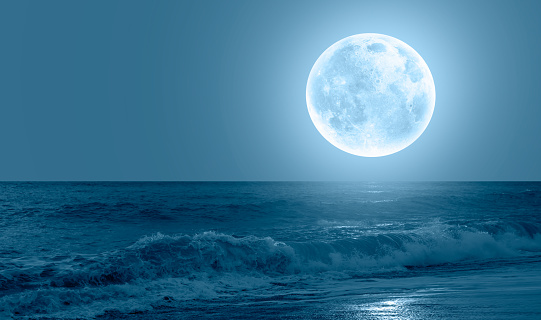 Full Moon shines down on Nova Scotian coastline.