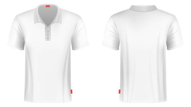 istock Polo t-shirt mockup. Blank white realistic clothing 1611646100
